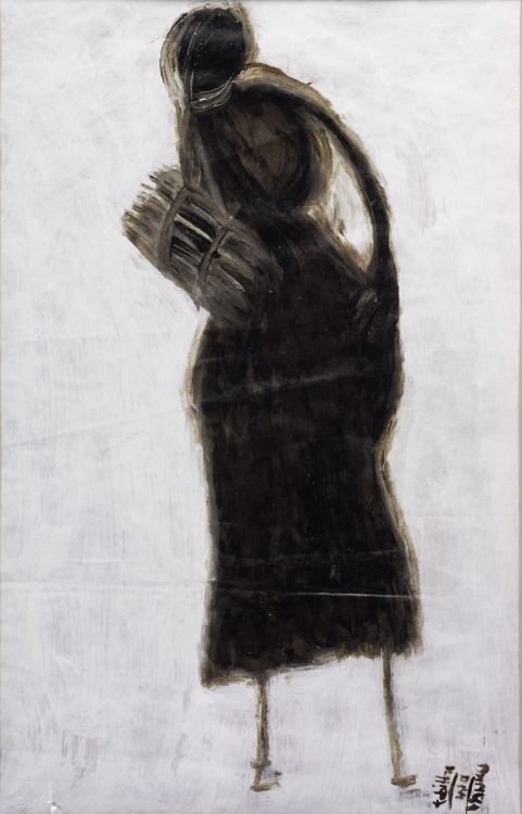 10. Tabitha Wa Thuku_Expectant Mother with firewood_Mixed Medium on paper_54.5x35_2334.jpg